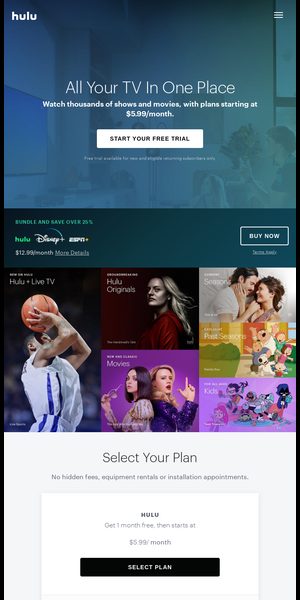 Hulu Free Trial: Hulu, Hulu + Live TV Deals, Promo Codes, Bundles